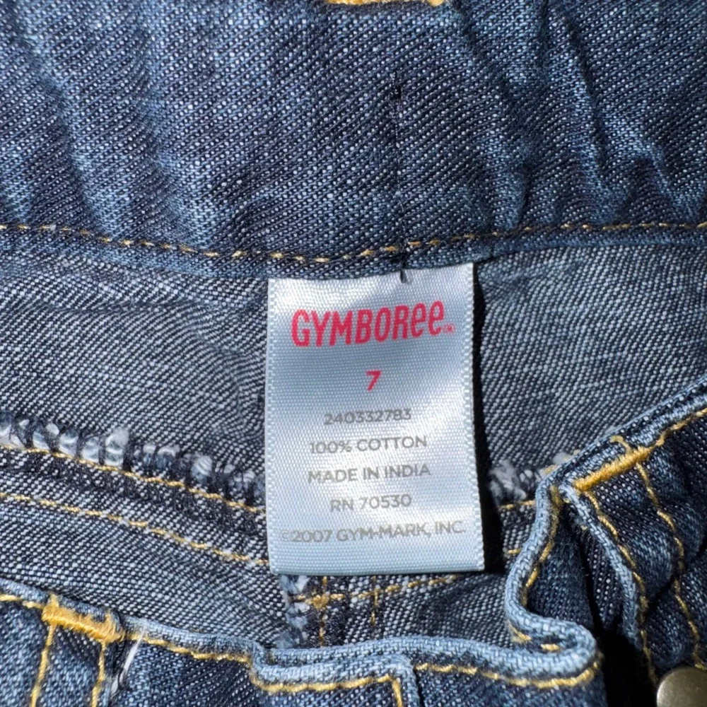 Gymboree Girls Blue Denim Heart Flare Jeans Y2K 2007 Vintage Dark Wash Size 7